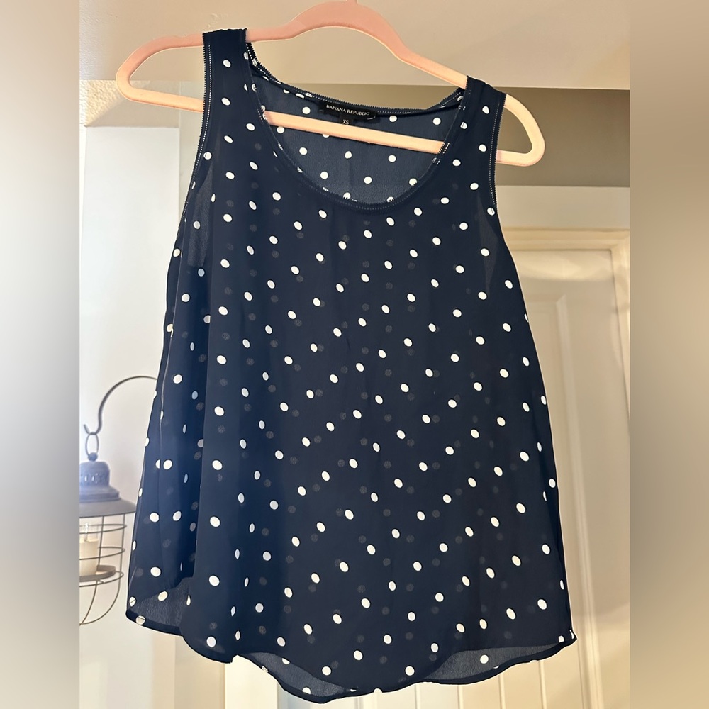 Banana Republic Navy/White polka dot Tank top